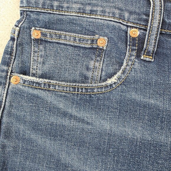 Gap Jeans Womens 33 Tall Blue Girlfriend Mid Rise Tapered Denim Low Stretch - Picture 2 of 15